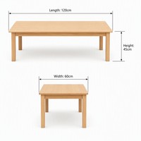 Table carrée en bois Chuangjin 120x60cm, bureau d'activités en bois massif pour la maternelle Montessori, l'étude à domicile, vente en gros