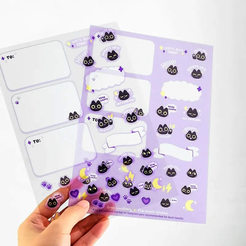 Custom transparent star holographic sticker sheet set clear stickers