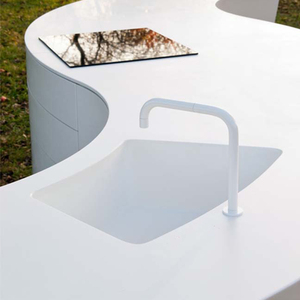 Table et armoire de travail de cuisine incurvées en acrylique blanc au design moderne avec évier <span class=keywords><strong>comptoir</strong></span> d'îlot de cuisine - Product Image 2