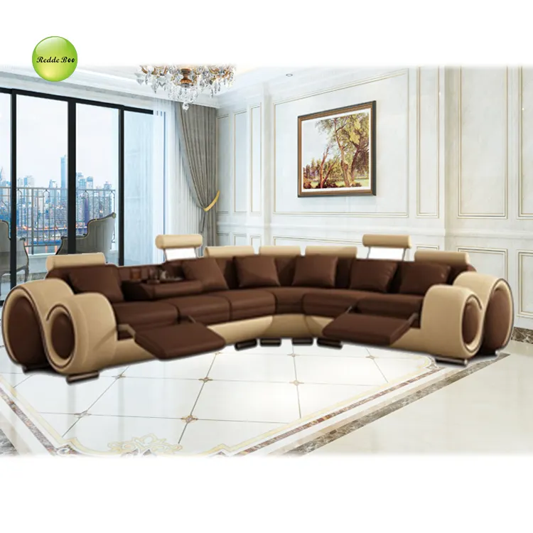 Design unico rosso e nero set di divani mobili, design italiano divano in pelle, mobili Cinesi