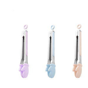 <strong>Mini</strong> Stainless Steel Silicone Food <strong>Tongs</strong> for Cooking BBQ Cooking <strong>Tongs</strong> 9 Inch <strong>Mini</strong> <strong>Serving</strong> <strong>Tongs</strong> - Product Image 1