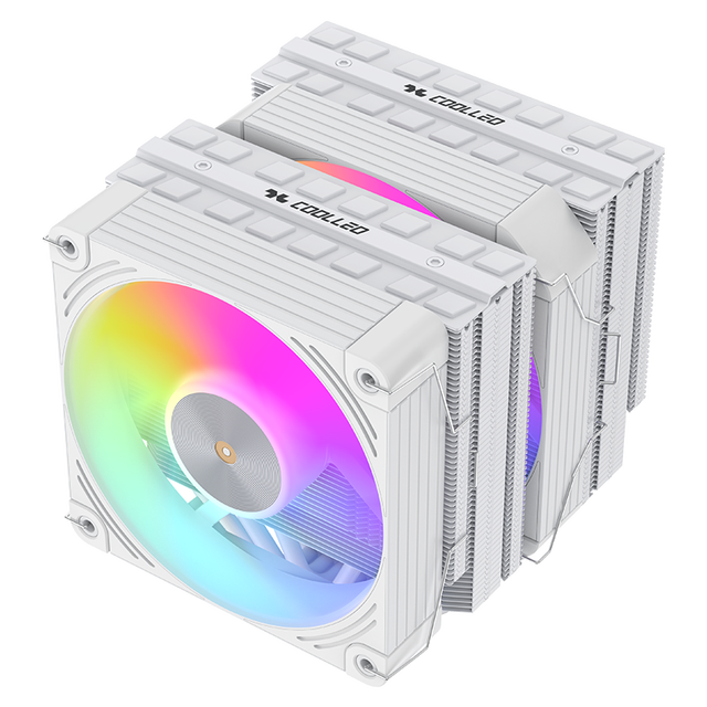 COOLLEO Etian P60TP WH V2 Two Tower 6 Heat Pipe PC Radiator Air Cooler CPU Cooler ARGB LGA115X/1200/1700/1851AMD Deep Cooling
