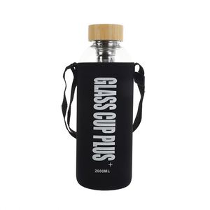 Portable Eco-friendly 18oz-64oz Leakproof Glass Water Bottle with Bamboo Lid Indoor/Outdoor <b>Drinkware</b> for Adults - Product Image 5
