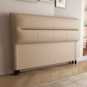 Minimalist <b>Headboard</b> Eco Leather Upholstery Solid Wood Modern Luxury <b>Floor</b> <b>Standing</b> Backrest Adult Bedroom Furniture - Product Image 1