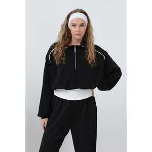 Ensemble deux pièces en tricot pour femmes Noir Manches longues Décontracté Automne Respirant - Product Image 1