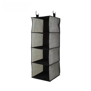4-<b>Shelf</b> Hanging Closet Organizer, Foldable Linen Fabric Closet Storage <b>Shelves</b> with 4 Open Compartments, Space-Saving - Product Image 5