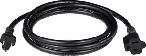 Cable de Extensión Eléctrico de 3 Clavijas, 13A, PVC, Negro, 6 pies, Impermeable IP65, Nema 5-15P, Calibre 12, para Uso Básico - Product Image 2