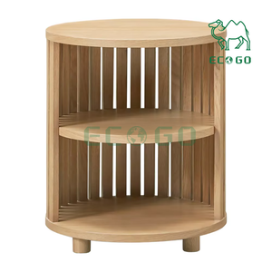 Large Round <strong>Bedside</strong> <strong>Table</strong> With Wheels Bamboo Wooden <strong>Slim</strong> Tall Design 3 Tiers <strong>Bedside</strong> <strong>Table</strong> - Product Image 2