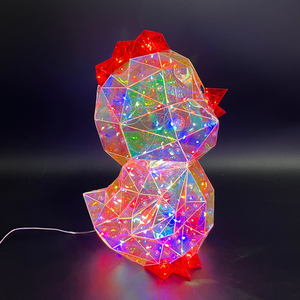Figurine d'animal en plastique irisé LED faite à la main, écologique, poule et coq, alimentée par USB, décoration de poulet, cadeaux de remise de diplôme et de Pâques pour la maison - Product Image 3
