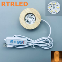Base de lampe ronde en bois naturel pour sphère de cristal, support de lampe 3D en bois pour chambre à coucher, boule de cristal 3D gravée au laser pour intérieur