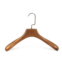 En stock, Cintre en bois vintage à logo personnalisé, à épaules larges, avec crochet métallique bronze, pour rangement domestique