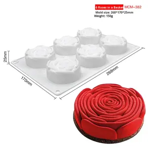 Cross-Border FCM <strong>6</strong>-Inch <strong>Layered</strong> Rose Mousse <strong>Cake</strong> Silicone Mold Swirl Rose Chocolate Baking Tool - Product Image 6
