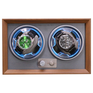 Classic Walnut Wood Double Watch Winder 2 Slots with 5 Rotation Modes Ready to Ship Case for Luxury Watches WCA Certified Case - Product Image 3