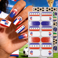 Autocollants pour ongles imperméables avec design de drapeau national de la Coupe du monde de football personnalisée, sans lampe UV, pour le sport et le football