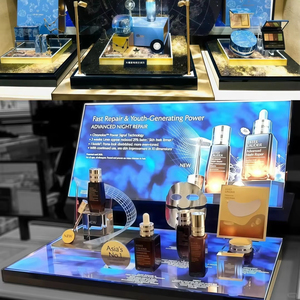 Custom Hexagonal Acrylic <b>Display</b> <b>Rack</b>, Countertop Cosmetic Showcase with Picture Frame for Beauty Store - Product Image 5