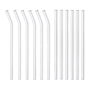 Glass <strong>Straw</strong> 20cm <strong>Reusable</strong> &amp; Eco-Friendly High Borosilicate Clear Straight Bent Glass <strong>Straw</strong> Hot &amp; Cold Drinking <strong>Straws</strong> - Product Image 1