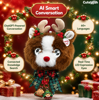 Porte-clés en peluche renne Kawaii, yeux grands, jouet en peluche AI à commande vocale, cadeau de Noël pour enfants, vente en gros Cuteyeah