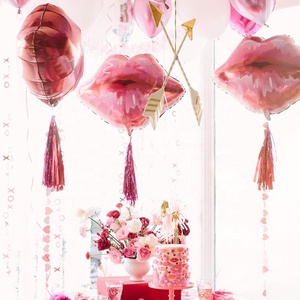 Día de San Valentín boda decoraciones impresas gran beso boca rojo de labios globos - Product Image 3