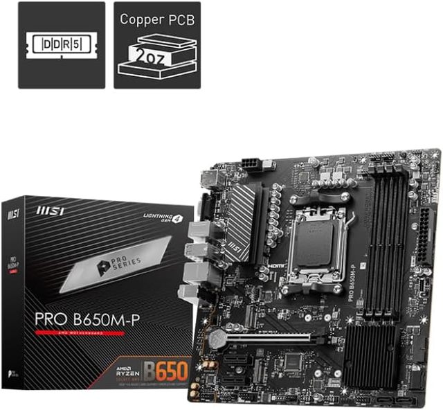 For MSI PRO B650M-P ProSeries Motherboard for Desktop AMD 9000/8000/7000 Series Processors AM5 DDR5 PCIe 4.0 M.2 SATA 6Gb/s