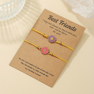 Best Friend <b>Bracelet</b> Flower Pattern Adjustable <b>Rope</b> Weaving Women's Gift <b>Bracelet</b> - Product Image 4