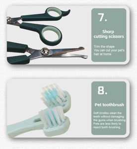 Juego de 8 Productos de Aseo para Mascotas, Dispensador Portátil de Bolsas para Excrementos y Cepillo Multifunción para Perros y Gatos, Eliminación de Uñas, Limpieza de Pelo, Uso Doméstico - Product Image 5