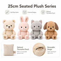 Peluche assise de 25 cm, ours, lapin, chat, chiot en coton PP, cadeau mignon et décoratif