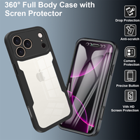 Coque de protection d'écran 2-en-1 pour iPhone 17 16 15 14 13 Pro 12 11 Pro Max Plus Anti-Yellow 360 Full Camera Protection Cover
