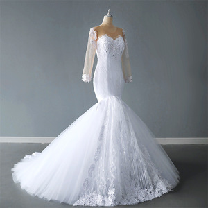 <b>White</b> Mermaid Wedding Dress Strapless <b>Lace</b> Train Simple Fairy Tale Style Bridal Gown - Product Image 4
