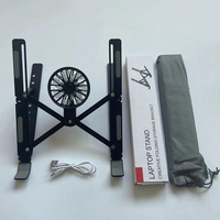 Support portable ergonomique pour ordinateur portable en alliage d'aluminium, pliable, avec ventilateur de refroidissement, pour la maison et le bureau, 14-17 pouces
