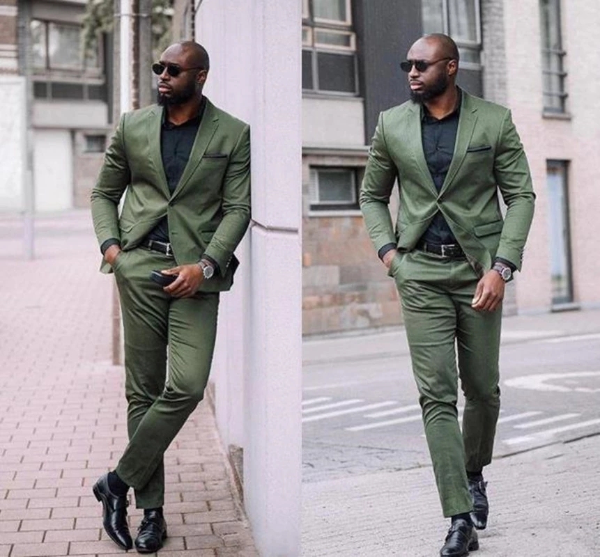 2025 Army Green Slim Fit Suit for Men | 2 Pcs Blazer & Pants Set