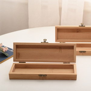Bamboo Calligraphy Brush Storage Box Rectangle 4cm Handmade <b>Gift</b> Craft Packaging - Product Image 1