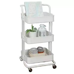 Chariot de rangement pour salle de bain facile à déplacer en métal mince à 3 couches Techniques de laque pour le stockage des épices alimentaires pour le salon - Product Image 1