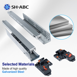 מסילות הזזה אנכיות לתלייה תחתונה SH-ABC עם סגירה שקטה, מסילות טלסקופיות למגירות - Product Image 1