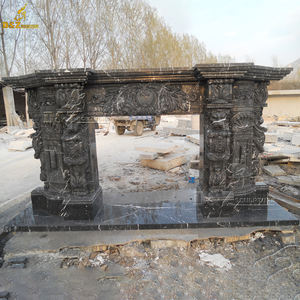 2024 nuevo diseño tallado <span class=keywords><strong>a</strong></span> <span class=keywords><strong>mano</strong></span> Beige mármol cabeza de león <span class=keywords><strong>chimenea</strong></span> - Product Image 3