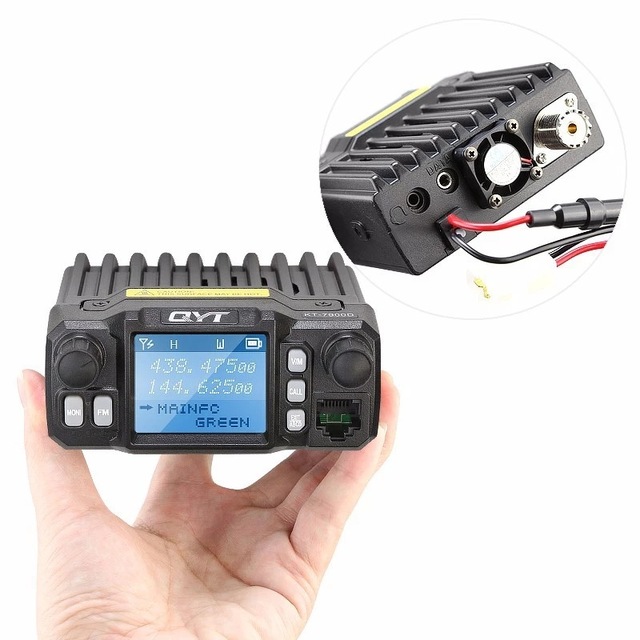 Quad Band Mobile Radio QYT KT-7900D Mini Color Screen Quad-standby with External MIC for Taxi Transceiver Car Truck Ham Radio
