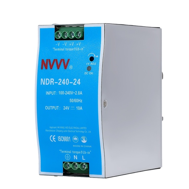 NVVV NDR-240-24 240W 24V 10A SMPS Constant Current Power Supply Ac to Dc Industrial DIN Rail Switching Power Supply 24v