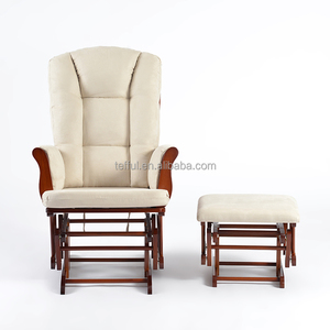 Meubles de nurserie en bois en gros d'usine, chaise berçante pour bébé avec tabouret et ottoman - Product Image 3