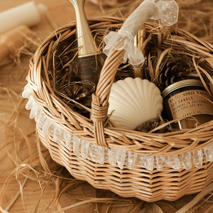 Cesta de regalo hecha a mano cesta de fruta de mimbre redonda hecha a mano con asa - Product Image 5