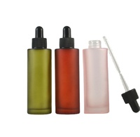 Bouteilles compte-gouttes en verre pour huile essentielle, flacon de 100ml, rose, vert, transparent, rouge, cosmétique givré