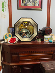 Miroir de Table en rotin fait à la main, disponible en deux couleurs, noir et naturel - Product Image 5