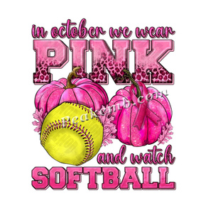 Vendita calda trasferimento di calore stampabile in ottober indossiamo rosa e guardiamo i trasferimenti Dtf di Softball per camicie - Product Image 3