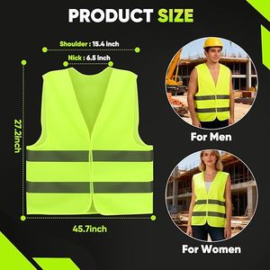 Chalecos de Seguridad Personalizados al por Mayor para Personal de Empresas de Logística, Color Amarillo de Alta Visibilidad con Cintas Reflectantes Plateadas, ANSI - Product Image 5