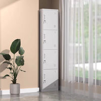 Casier de gym moderne en acier à 4 niveaux, armoire de rangement métallique pour personnel, casier verrouillable à clé pour le lieu de travail, l'école, l'appartement, la maison, le mobilier