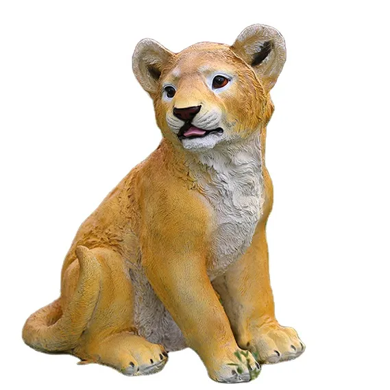 2024 Cheap price Life Size small lion fiberglass material Animal Lion Sculpture Outdoor Decoration Statue