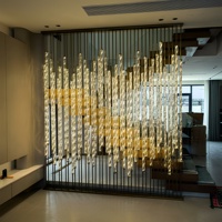 Paravent en verre cristal LED personnalisé, colonne lumineuse, séparateur de pièce en acier inoxydable, design minimaliste, translucide, écran facile à installer