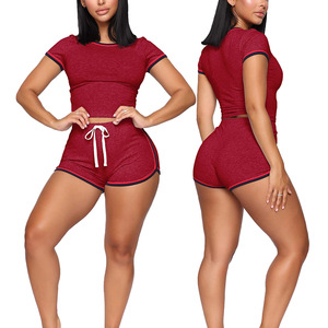 Trống Hoặc Tùy Chỉnh In Ấn T Áo Sơ Mi Bộ Thể Thao Phù Hợp Với 2 Mảnh Thiết Lập Sexy Lady Tracksuit Chạy Bộ Thể Thao Phù Hợp Với - Product Image 6