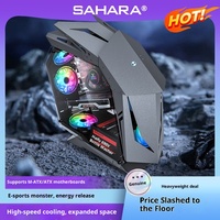 Sahara Beast D910M Gaming Full Tower Coque d'ordinateur en verre ATX entièrement transparente