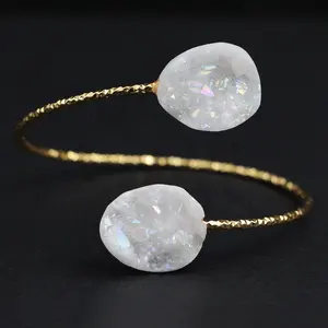 LS-D1350 Exclusive Drusy Druzy Stone Cuff Bangle Jewelry