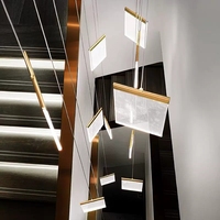 Lustre sur mesure pour hall d'hôtel, design moderne et luxueux, luminaire suspendu rectangulaire en acrylique LED, cadre en fer, garantie 2 ans