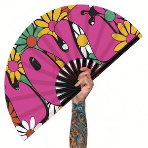 <b>Large</b> 13in Folding Hand <b>Fan</b> Kong Fu Style Portable Party Angel Model with Painting Handicraft and Souvenir Features - Product Image 1